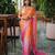 orange color trendy fendy satin fabric pedding with beads hand work saree