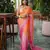 orange color trendy fendy satin fabric pedding with beads hand work saree