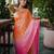 orange color trendy fendy satin fabric pedding with beads hand work saree