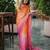 orange color trendy fendy satin fabric pedding with beads hand work saree