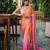 orange color trendy fendy satin fabric pedding with beads hand work saree