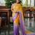 yellow color trendy fendy satin fabric pedding with beads hand work saree