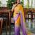 yellow color trendy fendy satin fabric pedding with beads hand work saree