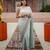 white color trendy fendy satin fabric pedding with beads hand work saree