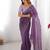 lavender color crunchy silk blend blend fabric embroidered partywear saree