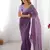 lavender color crunchy silk blend blend fabric embroidered partywear saree