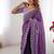 lavender color crunchy silk blend blend fabric embroidered partywear saree