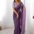 lavender color crunchy silk blend blend fabric embroidered partywear saree