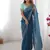 blue color crunchy silk blend blend fabric embroidered partywear saree