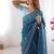blue color crunchy silk blend blend fabric embroidered partywear saree