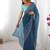 blue color crunchy silk blend blend fabric embroidered partywear saree
