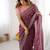 wine color crunchy silk blend blend fabric embroidered partywear saree