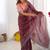 wine color crunchy silk blend blend fabric embroidered partywear saree