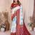off white color soft silk blend blend fabric ikkat weaving designer traditional partywear saree