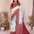 off white color soft silk blend blend fabric ikkat weaving traditional partywear saree