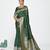green color banarasi art silk fabric  woven jari butti designer celebrity fancy saree