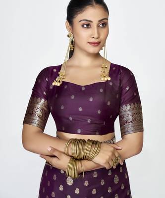 wine faux banarasi art silk blend woven zari butti celebrity fancy saree 5