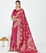 pink color banarasi art silk fabric  woven jari designer ceremonial partywear saree