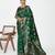 green color banarasi art silk fabric  woven jari designer ceremonial partywear saree
