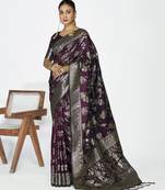 wine color banarasi art silk fabric  woven jari designer ceremonial partywear saree