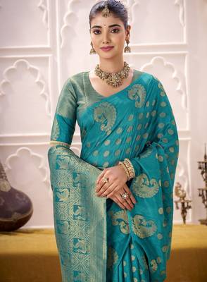 firozi roop art silk blend weaving zari festive special saree 4
