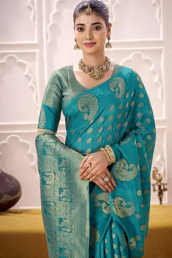 firozi roop art silk blend weaving zari festive special saree