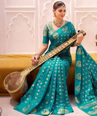 firozi roop art silk blend weaving zari festive special saree 5