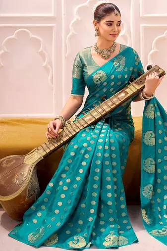 firozi roop art silk blend weaving zari festive special saree