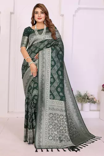green color georgette silk blend blend fabric woven laheriya jari designer saree