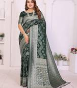 green color georgette silk blend blend fabric woven laheriya jari designer saree