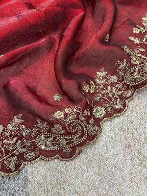 Maroon Color Embroidered Satin Silk Saree 2