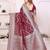 maroon color georgette silk blend blend fabric woven laheriya jari designer saree