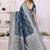 blue color georgette silk blend blend fabric woven laheriya jari designer saree