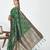 green color banarasi art silk fabric woven zari designer saree