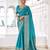 firozi color beautiful chinon fabric woven designer saree for trendy girlie looks