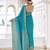 firozi color beautiful chinon fabric woven designer saree for trendy girlie looks