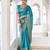 firozi color beautiful chinon fabric woven designer saree for trendy girlie looks