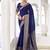 blue color beautiful chinon fabric woven designer saree for trendy girlie looks