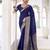 blue color beautiful chinon fabric woven designer saree for trendy girlie looks