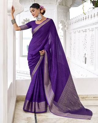 purple chinon woven saree trendy girlie looks 5