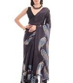 black color chinon fabric ready to wear saree for elegant bollywood style