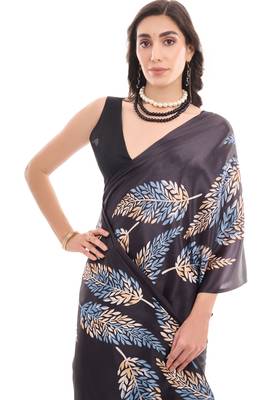 black chinon ready to wear saree elegant style 3