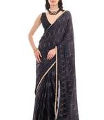 black color chinon fabric ready to wear saree for elegant bollywood style