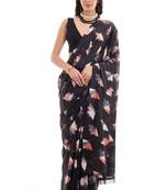 black color chinon fabric ready to wear saree for elegant bollywood style