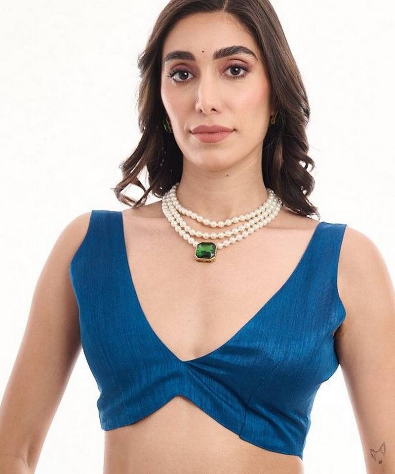 teal color chinon fabric ready to wear saree for elegant bollywood style