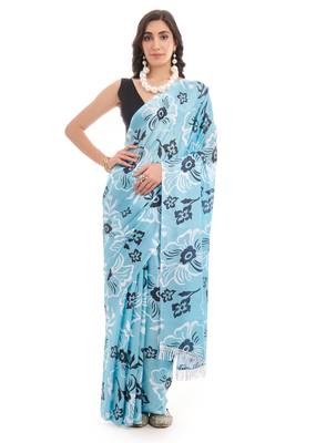 sea green chinon ready to wear saree elegant style 1