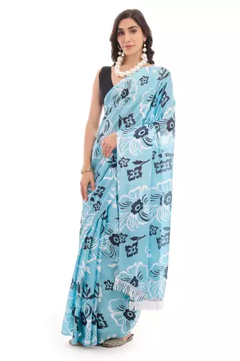 sea green chinon ready to wear saree elegant style