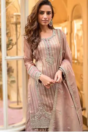 simar viscose jacquard embroidered palazzo kurti set with silk dupatta