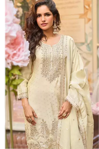 simar viscose jacquard embroidered palazzo kurti set with silk dupatta