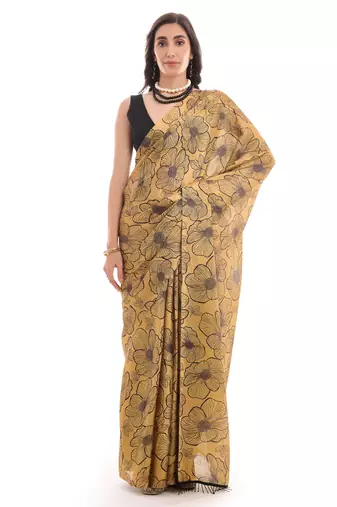 mustard color chinon fabric ready to wear saree for elegant bollywood style
